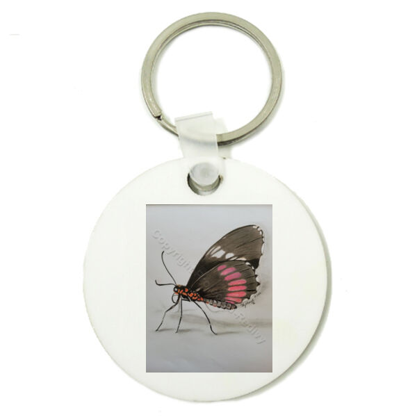 Black butterfly  - Round Key Ring Thumbnail