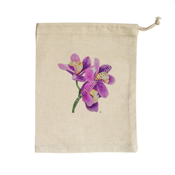 Small Calico Bag-Orchids  Thumbnail